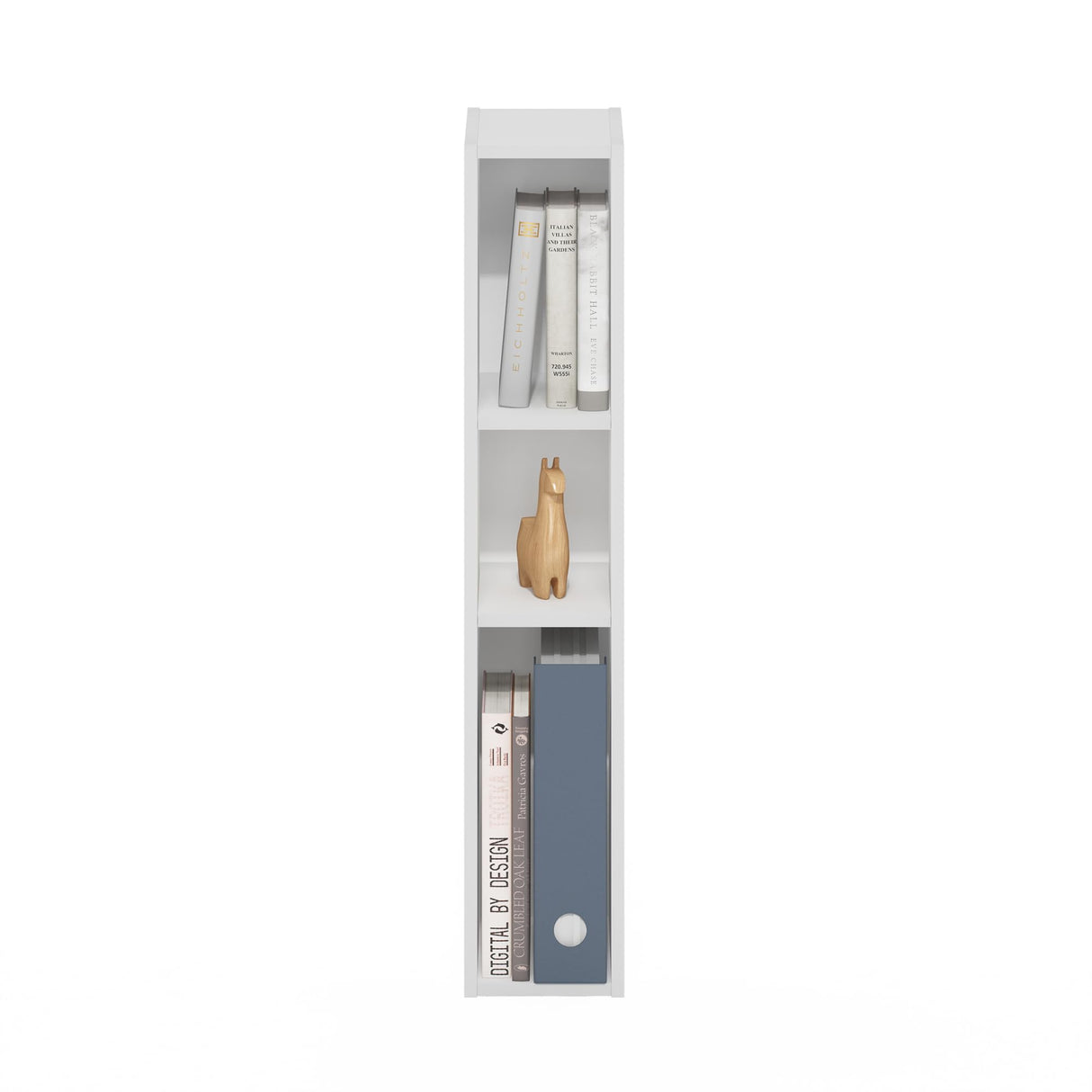 Furinno Fulda 3-Tier Space Saving Storage Shelf Bookcase, 6-Inch Width, White Furinno