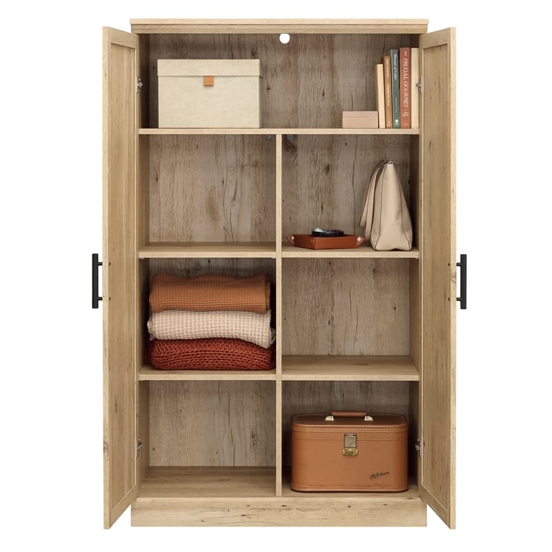 Sauder Aspen Post Storage Cabinet, L: 34.88" x W: 19.45" x H: 59.76", Prime Oak finish Sauder