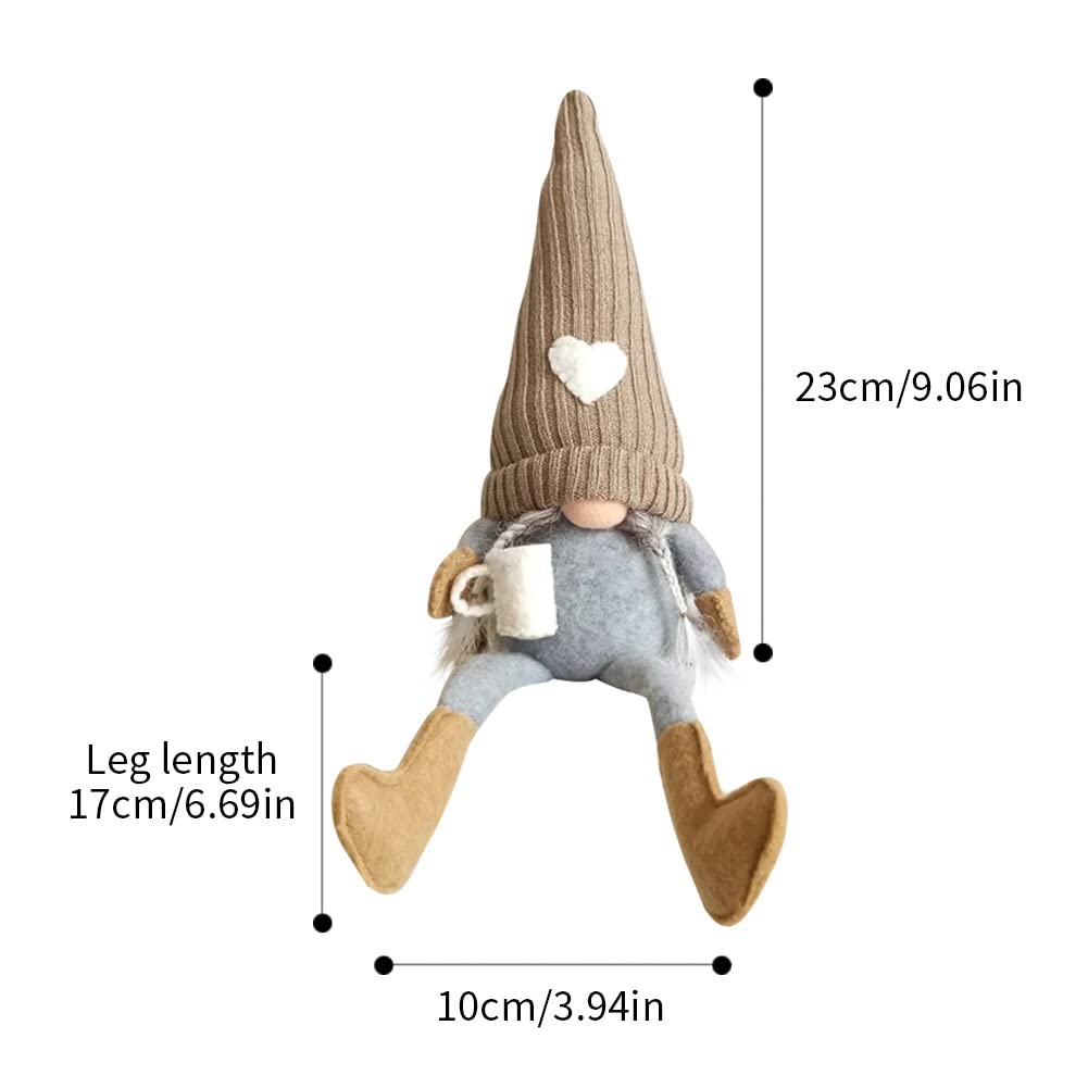 JstDoit 2 Pcs Gnomes Plush Bar Decor, Handmade Swedish Tomte Gifts Farmhouse Scandinavian Figurine Gnome for Home Kitchen Coffee Station Table Shelf (Brown) JstDoit