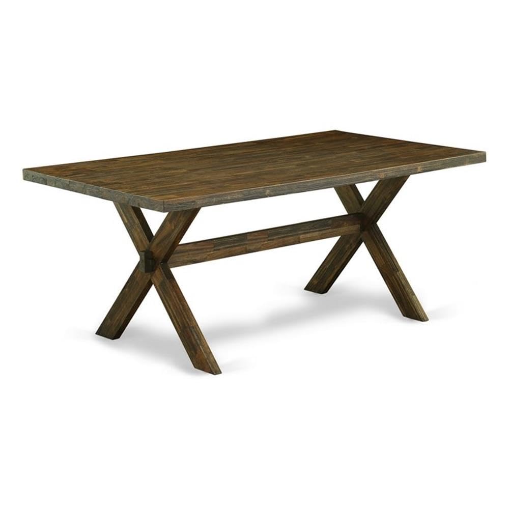 East West Furniture X777MZ716-9 9 Piece Dining Room Set Includes a Rectangle Dining Table with X-Legs and 8 Dark Khaki Linen Fabric Upholstered Chairs, 40x72 Inch, Multi-Color East West Furniture