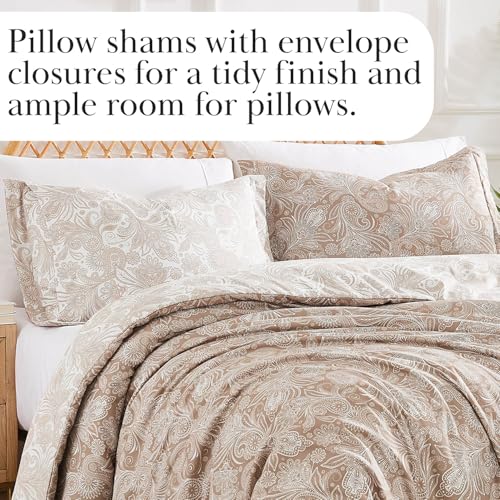Southshore Fine Living, Inc. Oversized Comforter King Size Bed Set, Down Alternative Paisley Bedspread, Reversible Bedding Sets, California/King Sized Comforter & Matching Shams, Taupe/White Southshore Fine Living, Inc.