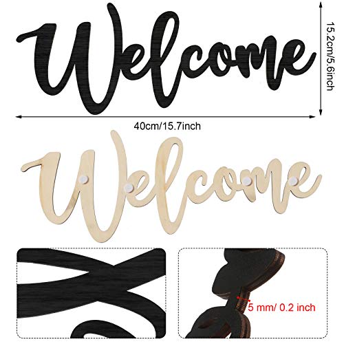 Wood Cutout Welcome Sign Wooden Welcome Wall Decor Word Sign Wood Art Sign for Front Door Rustic Home Gallery Wall Decorations 15.7 x 6 Inches Jetec