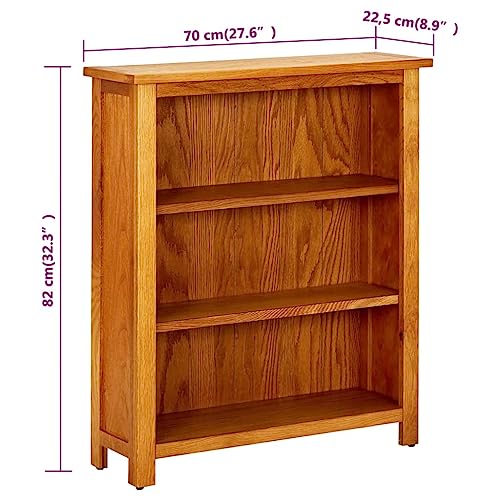 vidaXL 3-Tier Bookcase Solid Oak Wood - Brown, Rustic & Versatile Display Shelf, Durable Construction, Easy Assembly, Ideal for Living Room or Study vidaXL