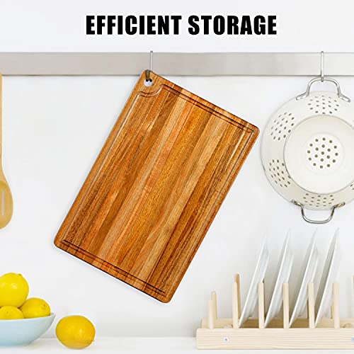 Large Acacia Wood Cutting Board for Kitchen - Caperci Better Chopping Board with Juice Groove & Handle Hole for Meat (Butcher Block) Vegetables and Caperci