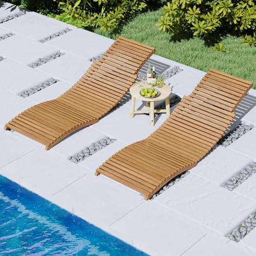 Tangkula Patio Folding Wooden Lounge Chair, Teak Wood Pool Chair with Slatted Seat, Outdoor Portable Low-Profile Sun Lounger for Poolside, Backyard, Porch, Beach (1)