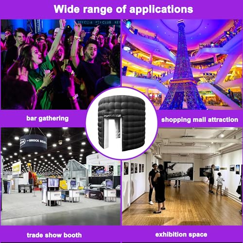 CZGBRO Inflatable Photo Booth, Portable Photo Booth Enclosure Tent for Weddings Parties Events Birthday Shows Bars, 8 Pieces of Inflatable Props(Black, 10'x10'x9', 2 Doors) CZGBRO