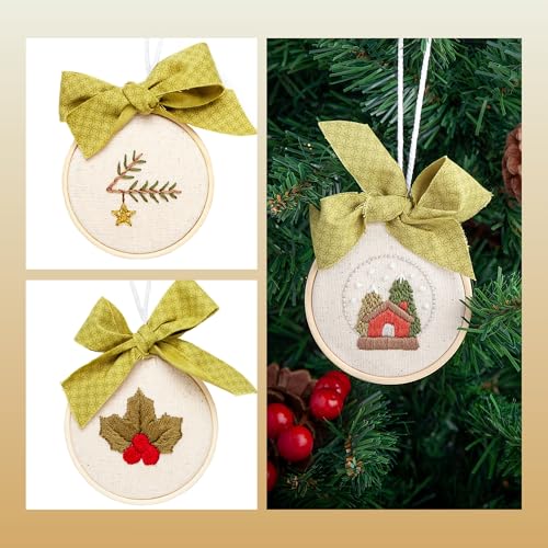 Stick and Stitch Embroidery Patterns, Holiday/Snowflake Designs, Water Soluble Embroidery Stabilizer Transfer Paper, Adult Beginner Hand Embroidery Kit for Gifts (Holiday 3 Pages)