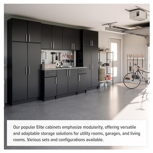 Prepac Elite 24" Storage Cabinet, Black Storage Cabinet, Bathroom Cabinet, Pantry Cabinet with 3 Shelves 16" D x 24" W x 65" H, BES-2464 Prepac