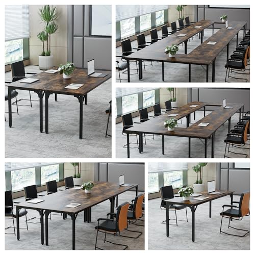 LayBurst 6.5ft Conference Table with Flexible Configuration,Conference Room Table with Adjustable Footpads,Stable Structure,Large Rectangle Seminar Table for 4-22Person (1, Brown) LayBurst