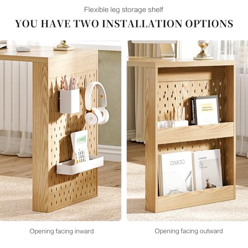 Ieejdn L Shaped Standing Desk,47" Home Office Desks, Executive, Farmhouse Computer Desk with 6 Drawers File Drawer, Rustic Computer Writing, Oak Ieejdn