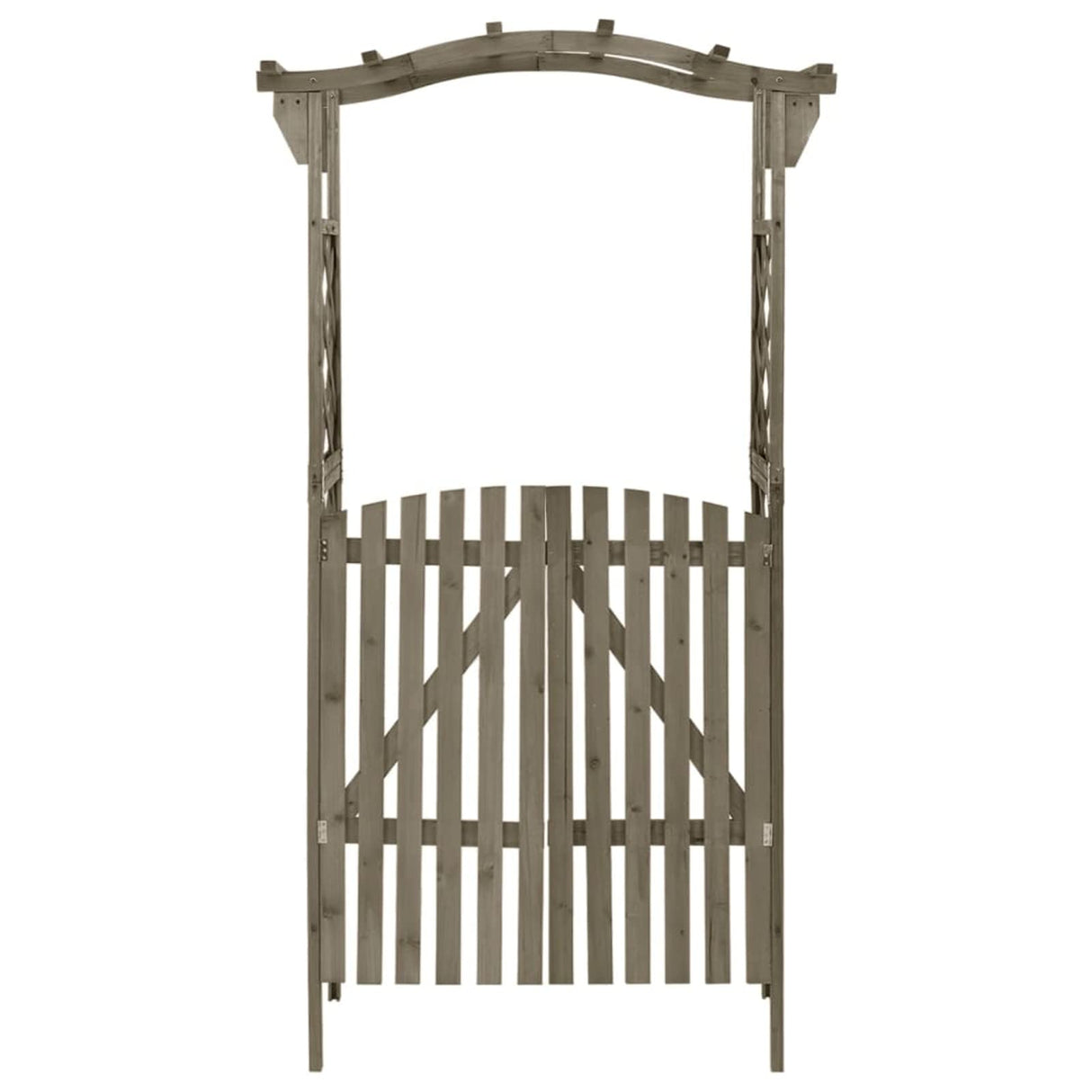 Gecheer Garden Arch Arbor Trellis with Gate, Pergola Planter Plant Support Archway for Climbing Raised Bed, Garden Arch Wedding Party Decoration Outdoor Garden Lawn Backyard 45.7"x15.7"x80.3" - Gray Gecheer