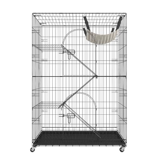 VEVOR Cat Cage Indoor Catio Cat Enclosure, Large Cat House on Rotating Wheels, 4-Tier Pet Playpen, Cat Crate Cat Kennel, 35.4" L x 23.6" W x 51" H VEVOR