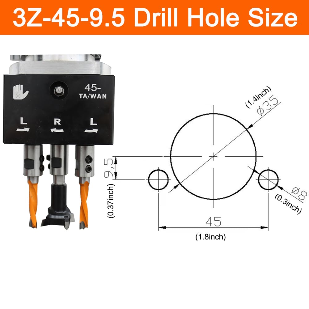 HayWHNKN Dust-Free Pneumatic Hinge Boring Drill Press Machine Woodworking Hinge Drilling Machine 45-9.5 Bult-in Drill Bit 110v 1500W HayWHNKN