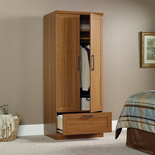 Sauder 411802 HomePlus Wardrobe/Storage Cabinet, L: 28.98" x W: 20.95" x H: 71.18", Sienna Oak finish Sauder