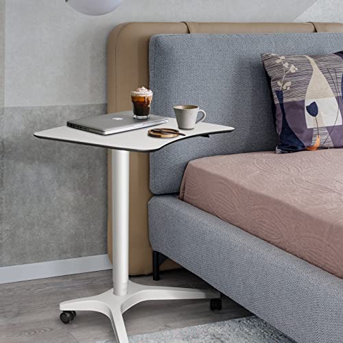HAOOAH Pneumatic Adjustable Height Desk, Laptop Standing Desk, Rolling Sit-Stand Cart, Mobile Podium Portable Lectern for Home, Office& Classroom, 26" 19.3" Platform (29" to 46.9" H),White HAOOAH