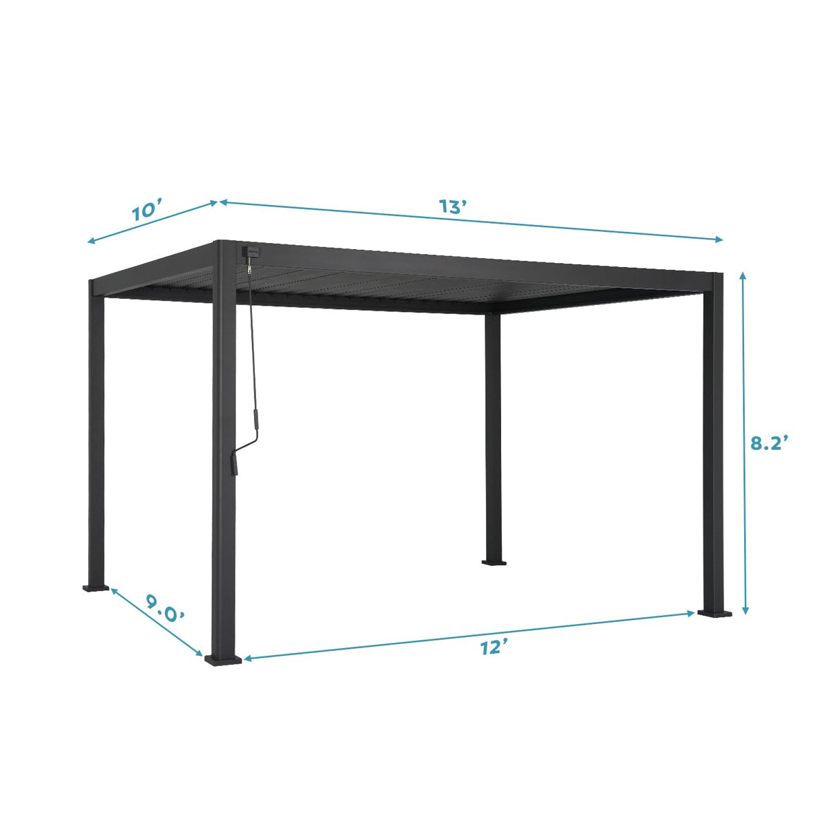 Mirador 111S Round Louvered Pergola Gazebo, 10Ft x 13Ft, Full Aluminum Frame, Adjustable Roof, Outdoor, Durable, Charcoal MIRADOR