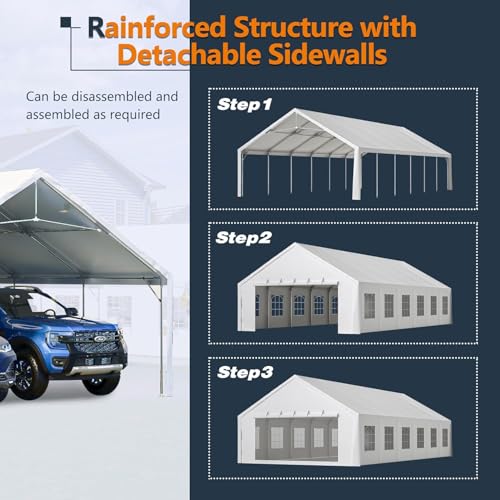 20x40 FT Heavy Duty Party Tent, Large Commercial Wedding Event Tent with Triangle Structure & 3 Carry Bags, Waterproof Outdoor Canopy Gazebo for Parties, Carport, Camping and Patio Events dafrigic