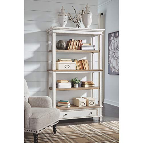 Signature Design by Ashley Realyn French Country 75" Bookcase with Drawer, Chipped White Signature Design by Ashley