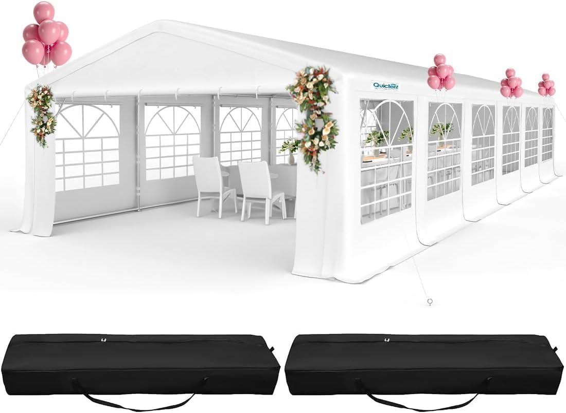 Quictent 20x40ft Party Tent Heavy Duty Outdoor Wedding Event Shelters Upgraded Galvanized Canopy Commercial Tent with Removable Sidewalls & 7 Storage Bags Quictent