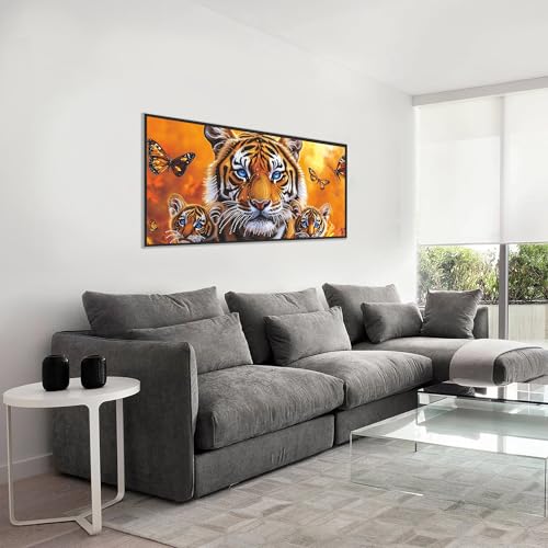 VAIIEYO 5D Special Shape Tiger Diamond Art Kits for Adults, Diamond Painting Animal, Diamond Painting Kit for Beginner, Drill Crystal Rhinestone Craft Canvas for Home Wall Decor Gift 12x24 inch VAIIEYO