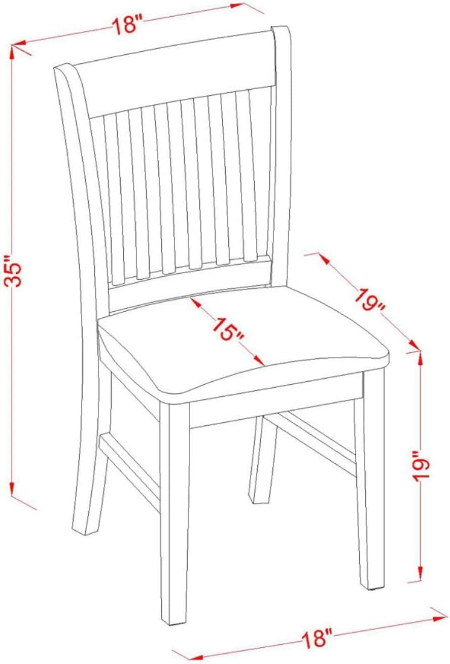 East West Furniture Norfolk Kitchen Dining Linen Fabric Upholstered Wood Chairs, Set of 2, Oak East West Furniture