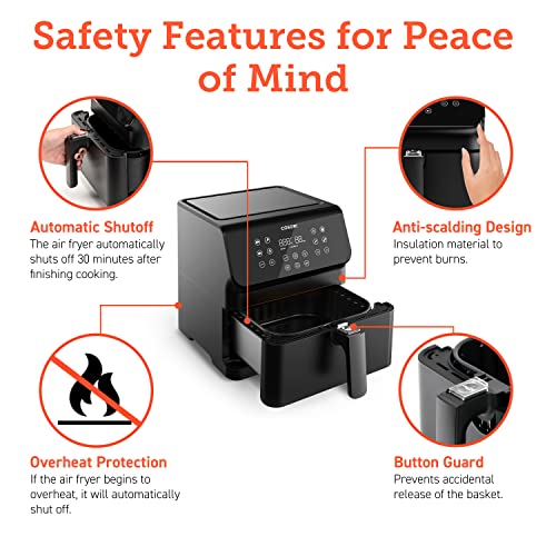 COSORI 12-in-1 Air Fryer 5.8QT, Toast, Bake, Nutrition Facts for 100+ In-App Recipes, AdaptIQ Tech Fast Cook, for Main & Side Dishes, Snacks, Leftovers, Detachable Square Basket, Dishwasher Safe COSORI