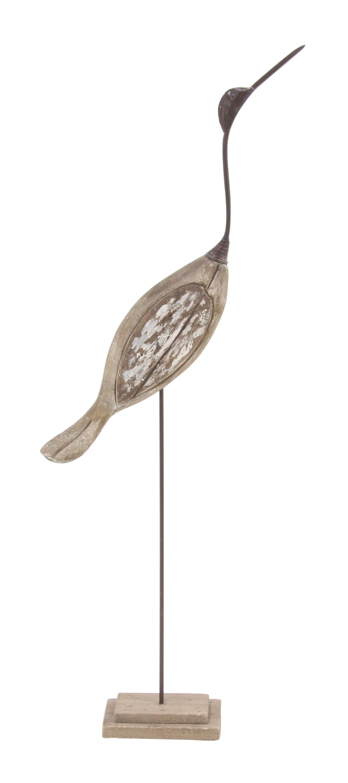 Deco 79 Wood Bird Decorative Sculpture Home Decor Statues, Set of 2 Accent Figurines 28", 34"H, Brown Deco 79