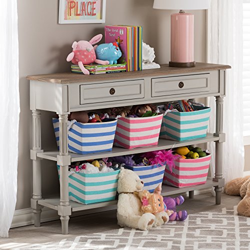 Baxton Furniture Studios Edouard French Provincial Style Distressed Two Tone 2 Drawer Console Table, White Wash Baxton Studio