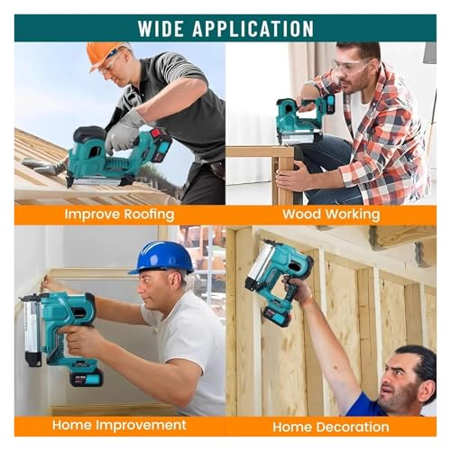 KKKMart Gun Battery Powered, Electric Nail Gun with 2240pcs 18 GA Nails/Staples & Nail Puller, Brad Nailer with 20V 2 * 2.0A Batteries for DIY Projects, Upholster and Woodworking KKKMart