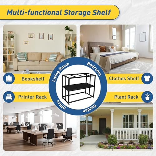 PrimeZone 40 Gallon Fish Tank Stand - All Metal Heavy Duty Aquarium Stand for Accessories Storage, 2 Tier 36.6" L x 18.5" W x 30.5" H Reptile Turtle Terrarium Stand, 880LBS Capacity, Black PrimeZone