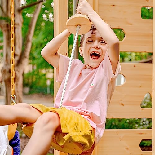 Avenlur Hawthorn 9-in-1 Outdoor Activity Center | Swing, Rock Wall, Monkey Bars | Ages 3-11 | Pine Wood Construction | Climbing Rope, Net Wall | Strength, Coordination, and Imagination-Boosting Fun Avenlur