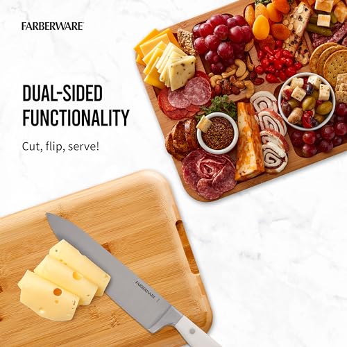 FARBERWARE Build-a-Board Cutting Board with Compartments and Clear Locking Lid for Charcuterie, Snacks, and More-Make it. Take it. Enjoy it, 11x14 Inch, Bamboo Farberware
