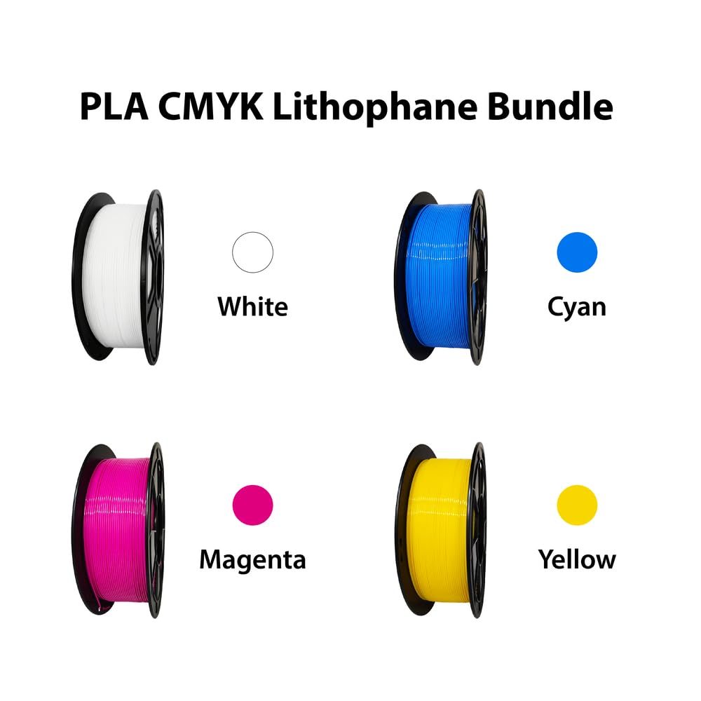 CMYK PLA Filament, 3D Printer Filament Bundle, 3D Photo PLA Filament 4kg for Vibrant, Detailed 3D Printing, 1kg/Spool SunTop Food Safe