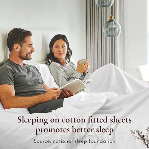 California Design Den 2-Pack 100% Organic Cotton Twin Extra Long Fitted Sheets Percale Only - Soft, Crisp and Lightweight, Snug-Fit and Durable 2X Twin XL Deep Pocket Fitted Sheet - White California Design Den