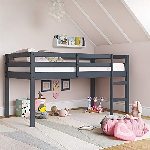 DHP Milton Twin Loft Bed, Space Saving Design, Solid Pine Wood, White Finish DHP