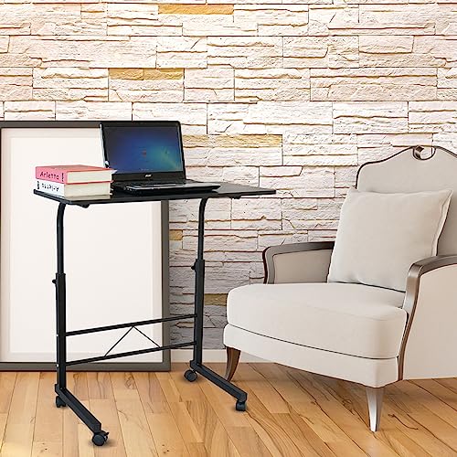 Karl home Side Table Mobile Standing Desk Adjustable Height Portable Laptop Table, TV Tray Computer Workstation Sofa Bed Teble for Home Office, Desktop 23.62" L x 15.75" W, Black Karl home