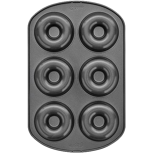 Wilton 6-Cavity Doughnut Baking Pan, Makes Individual Full-Sized 3 3/4" Donuts or Baked Treats, Non-Stick and Dishwasher Safe, Enjoy or Give as Gift, Metal (1 Pan) Wilton