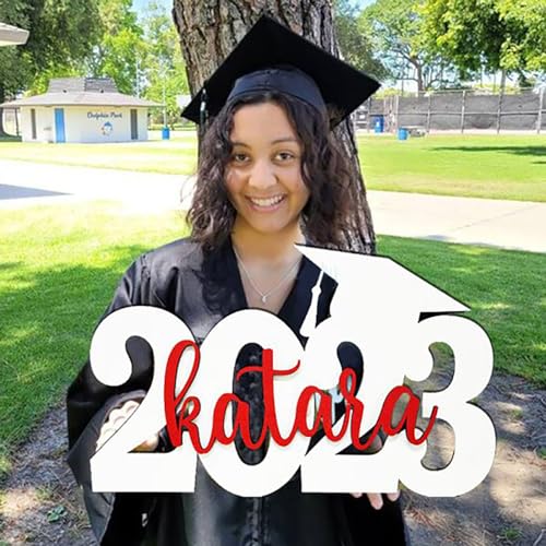 2024 Personalized Name Wood Graduation Cap Sign, Custom Graduation Name Sign, Class of 2024 Grad Photo Shoot Props Party Backdrop Decor for High School or College Graduate Souvenir Gifts BOELRY