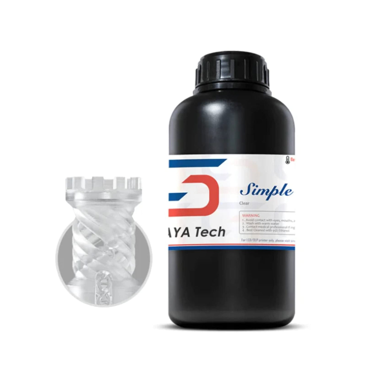 Siraya Tech Simple Water Washable 3D Printer Resin - Low Odor, Easy to Print, High Precision 405nm LCD UV-Curing Aqua Resin - Ideal for 8K Capable LCD, DLP 3D Printers - Tough and Clear (1kg) Siraya Tech
