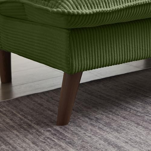 Portaforta 72" Convertible Futon Sofa Bed, Loveseat Sofa, Corduroy Folding Futon Set with Adjustable Backrest &Armrests, Recliner Lounge for Living Room, Apartment or Office, Solid Wood Frame, Green Portaforta