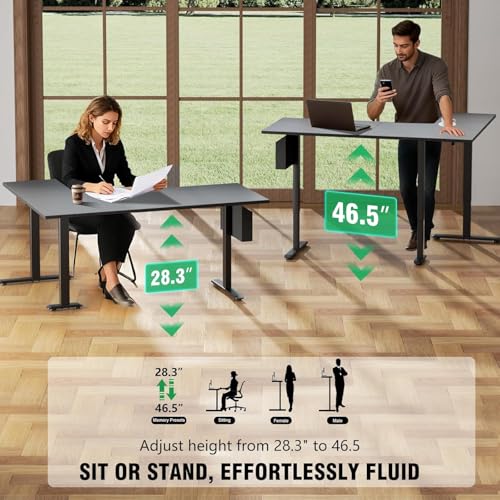 Korfile L Shaped Electric Standing Desk,63 Inch Adjustable Height Sit to Stand Corner Desk with Memory Presets, Reversible Computer Table for Home Office, Work and Study, Black Korfile