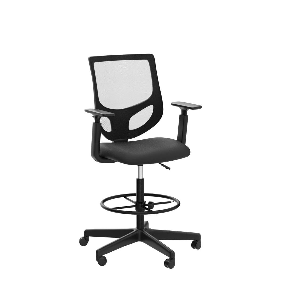 B0B744NKYL– Tall Drafting Chair - Tall Standing Office Desk Chair with Adjustable Foot Ring, Chair with Ergonomic Lumbar Support, Adjustable Height, Breathable Mesh Color: DarkBlack OLIXIS