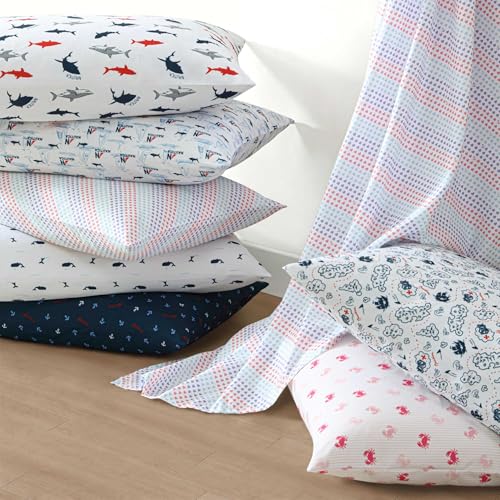 Nautica Kids - Full Sheet Set, Super Soft & Cozy Toddler Bedding with Matching Sham(s), Ideal Boy Room Essentials (Caspian Whales Navy, Full) Nautica