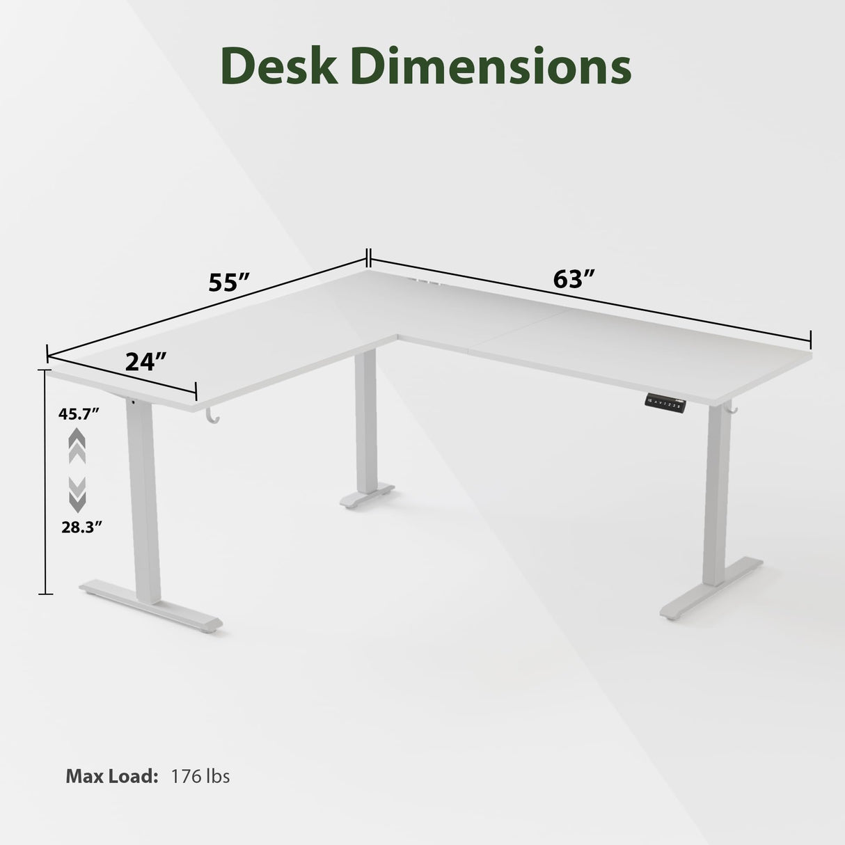 Agilestic L Shaped Standing Desk Adjustable Height, Electric Corner Standing Desk, 63 x 55 inch Sit Stand Computer Table with Splice Board, White Agilestic