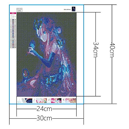 GOJOSOWIN DIY 5D Diamond Art Kit for Adult Kids, Anime Girl Glowing in Dark Girlcool Butterfly Full Drill Embroidery Painting Picture Supplies Arts Craft for Home Wall Decor Paint 11.8x15.7 inch GOJOSOWIN