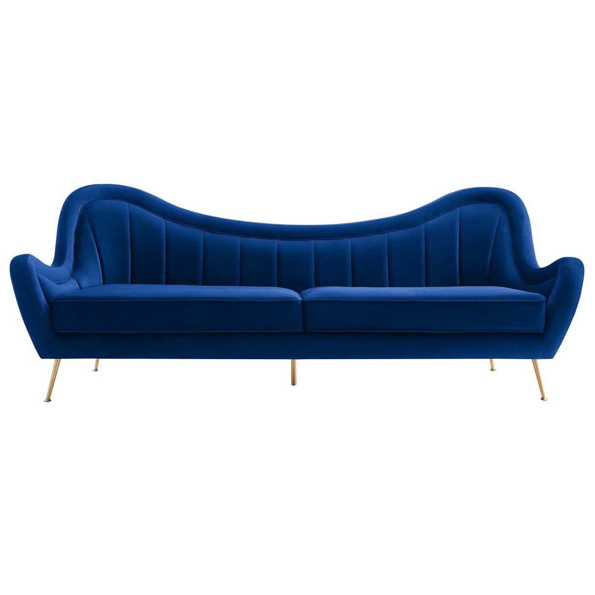 Modway EEI-5874-NAV Cheshire Channel Tufted Performance Velvet Sofa, Navy Modway
