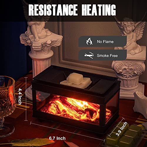 YSong Freestanding Fireplace Wax Warmer,Wax Warmer for Scented Wax,Electric Wax Melt Warmer,Full Metal Wax Melter,Wax Burner Fragrance Warmer for Home Office Gifts&Decor (Three-Sided Glass) YSong