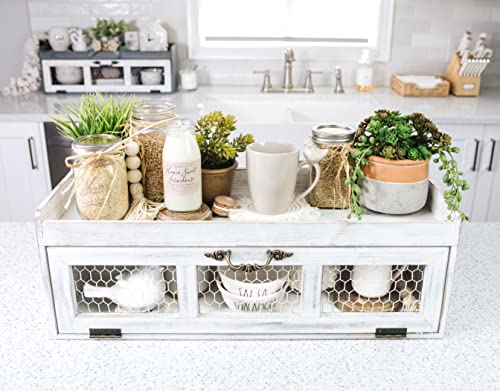 Rustic White Chicken Wire Countertop Shelving Organizer for Farmhouse Kitchen and Bathroom Felt Creative Home Goods