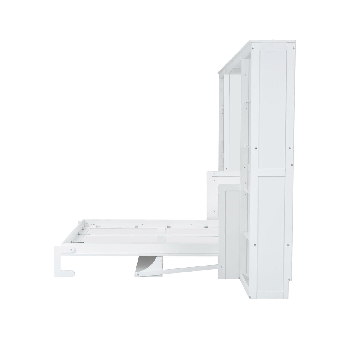 Merax Full Size Murphy Bed with Desk and Bookshelf, White Merax