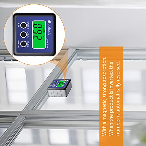 Neoteck Digital Angle Finder LCD Digital Angle Gauge Waterproof Protractor Inclinometer Bevel Box for Helicopter Bevel Angle of Miter Saw Automobile Test and Repair and ect-Blue Neoteck